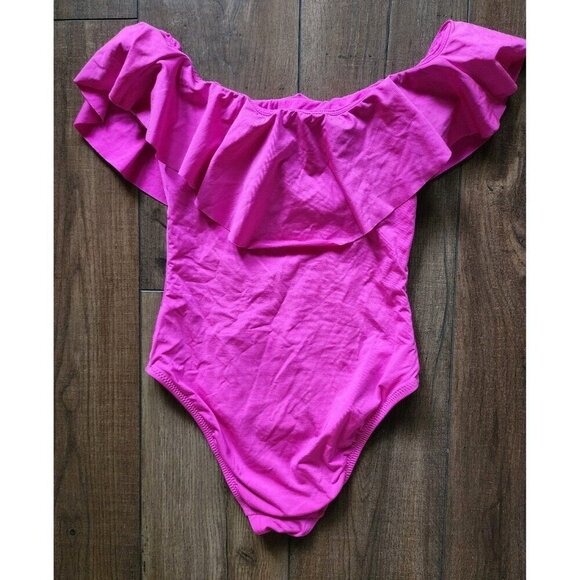 Trina Turk Key‎ Solids Off the Shoulder Bandeau Ruffle One Piece Swimsuit - Picture 7 of 8